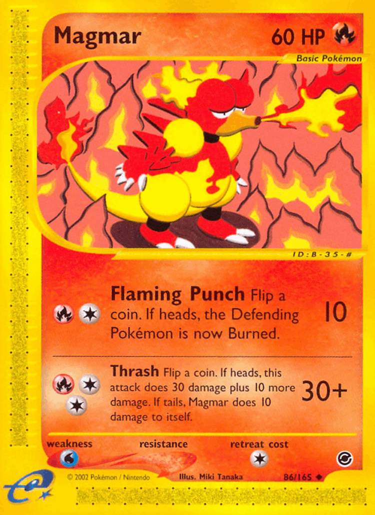 Magmar #86 from Expedition Base Set - Uncommon - Illustrated by Miki Tanaka