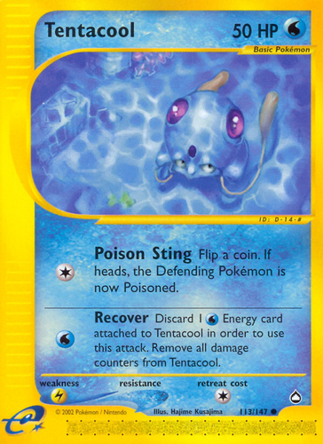 Tentacool #113 from Aquapolis - Common - Illustrated by Hajime Kusajima
