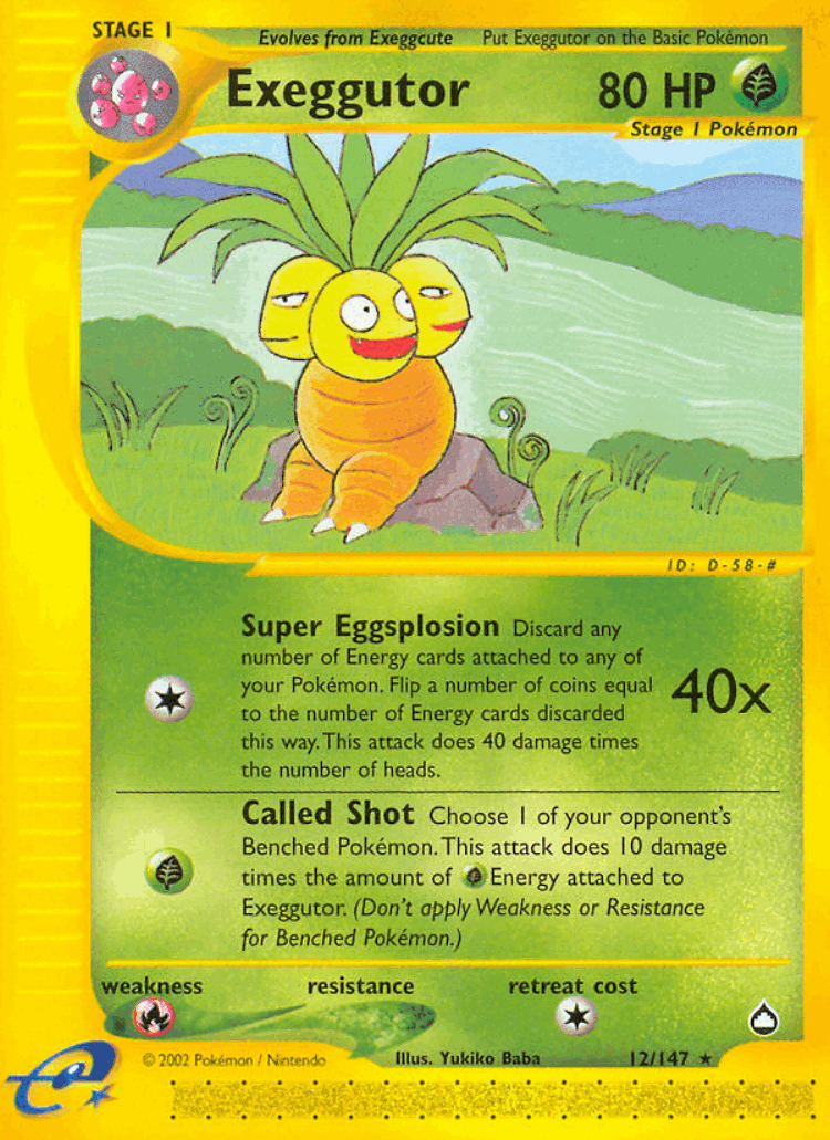 Exeggutor #12 from Aquapolis - Rare - Illustrated by Yukiko Baba