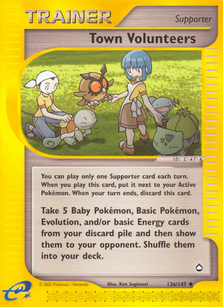 Town Volunteers #136 from Aquapolis - Uncommon - Illustrated by Ken Sugimori