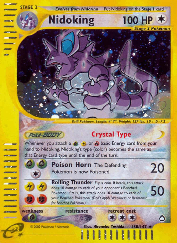 Nidoking #150 from Aquapolis - Rare Secret - Illustrated by Hironobu Yoshida