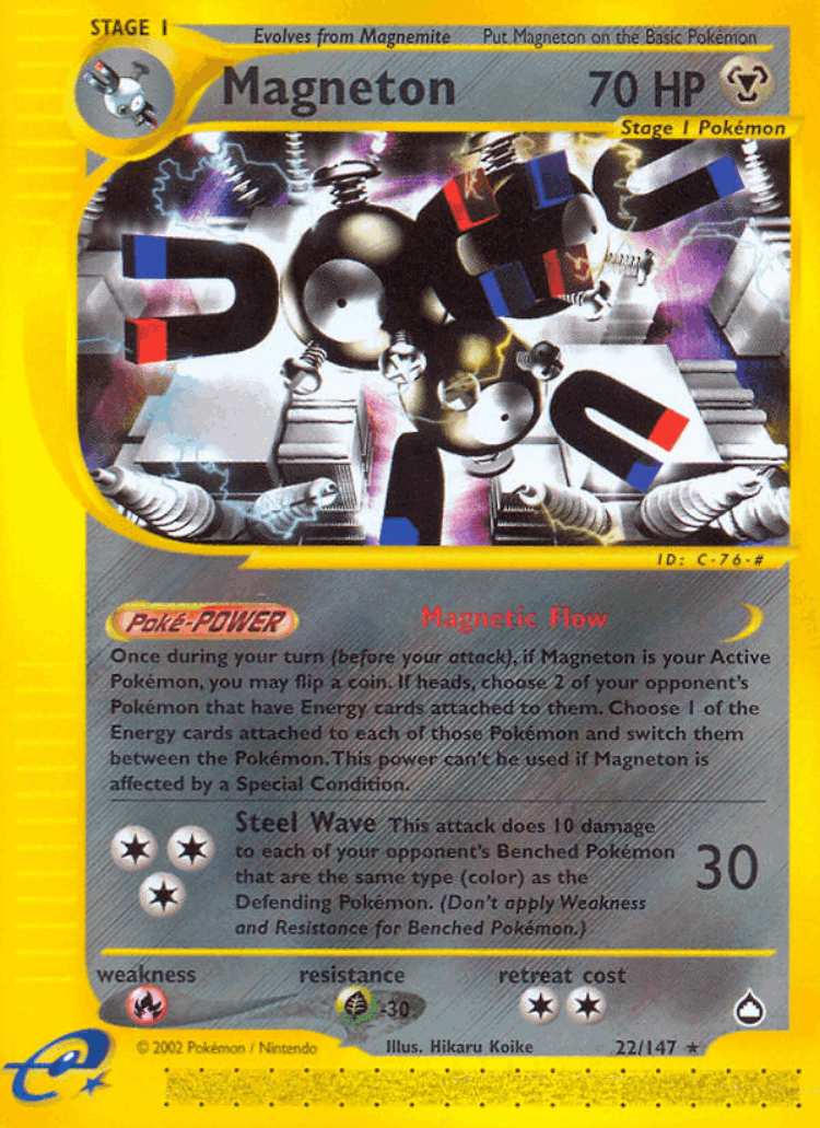 Magneton #22 from Aquapolis - Rare - Illustrated by Hikaru Koike