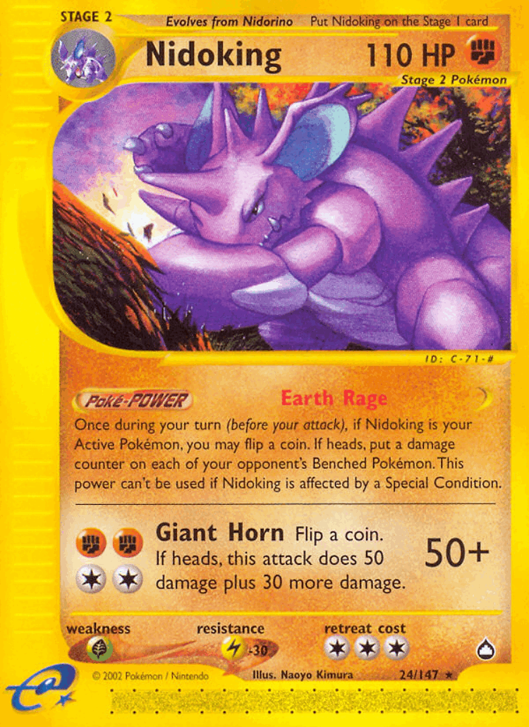 Nidoking #24 from Aquapolis - Rare - Illustrated by Naoyo Kimura