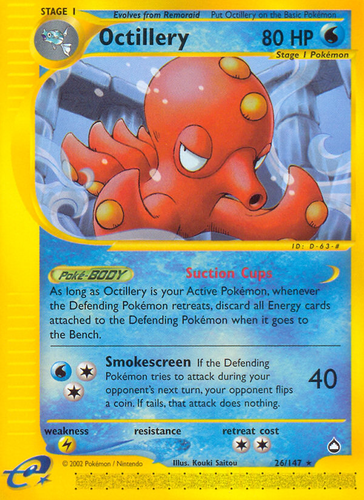 Octillery #26 from Aquapolis - Rare - Illustrated by Kouki Saitou