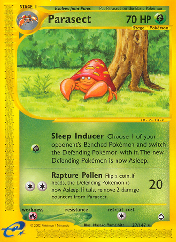 Parasect #27 from Aquapolis - Rare - Illustrated by Masako Yamashita