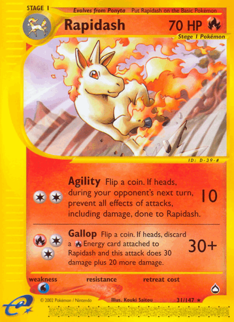 Rapidash #31 from Aquapolis - Rare - Illustrated by Kouki Saitou