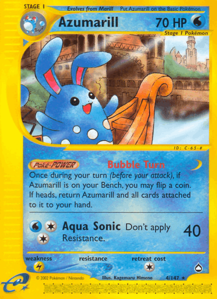 Azumarill #4 from Aquapolis - Rare - Illustrated by Kagemaru Himeno