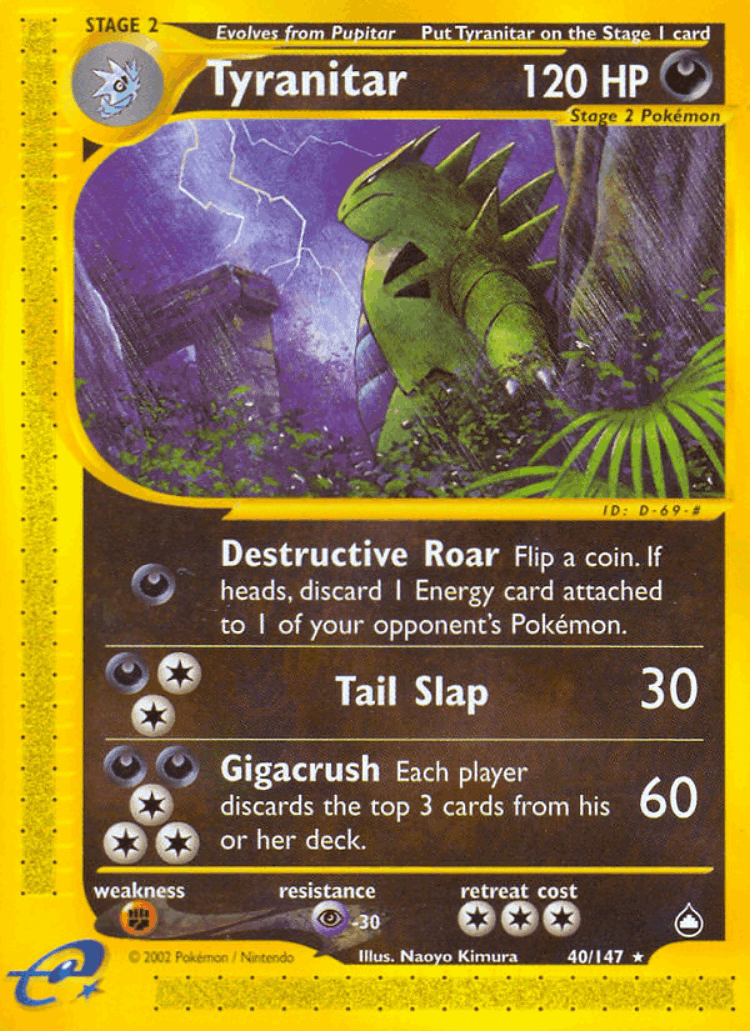 Tyranitar #40 from Aquapolis - Rare - Illustrated by Naoyo Kimura