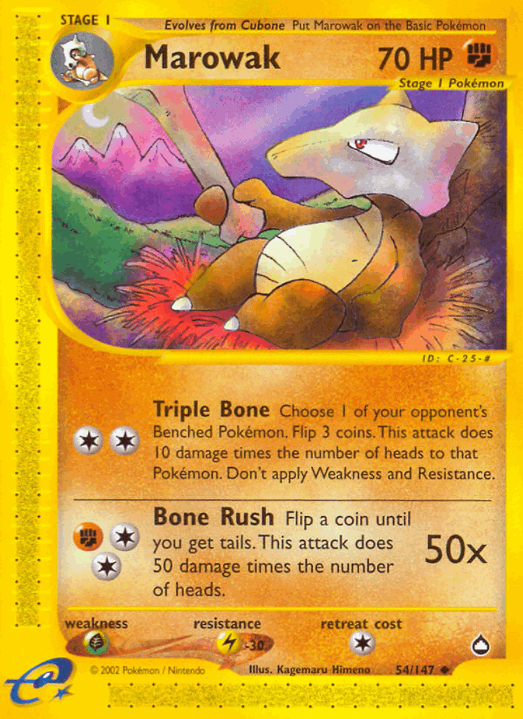 Marowak #54 from Aquapolis - Uncommon - Illustrated by Kagemaru Himeno