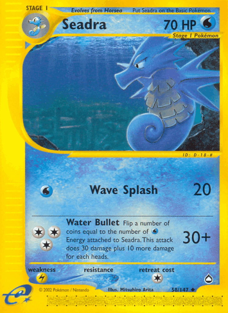 Seadra #58 from Aquapolis - Uncommon - Illustrated by Mitsuhiro Arita