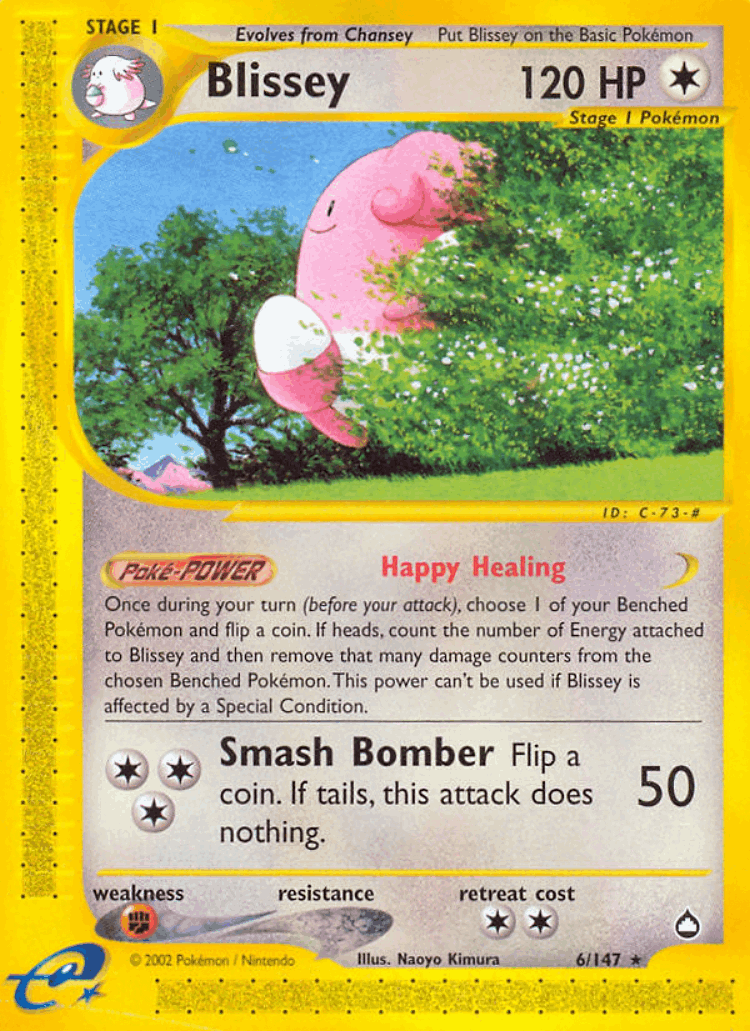 Blissey #6 from Aquapolis - Rare - Illustrated by Naoyo Kimura
