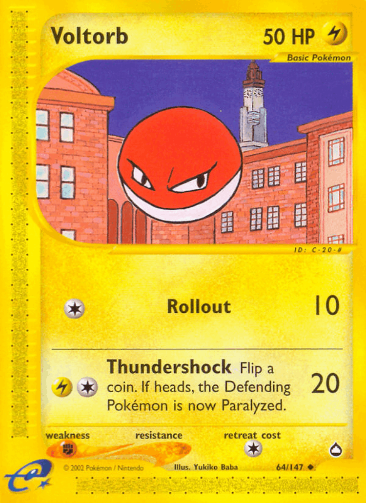 Voltorb #64 from Aquapolis - Uncommon - Illustrated by Yukiko Baba