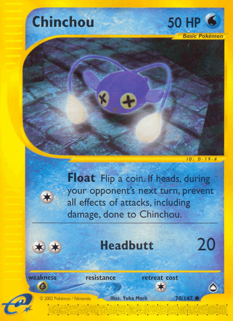 Chinchou #70 from Aquapolis - Common - Illustrated by Yuka Morii