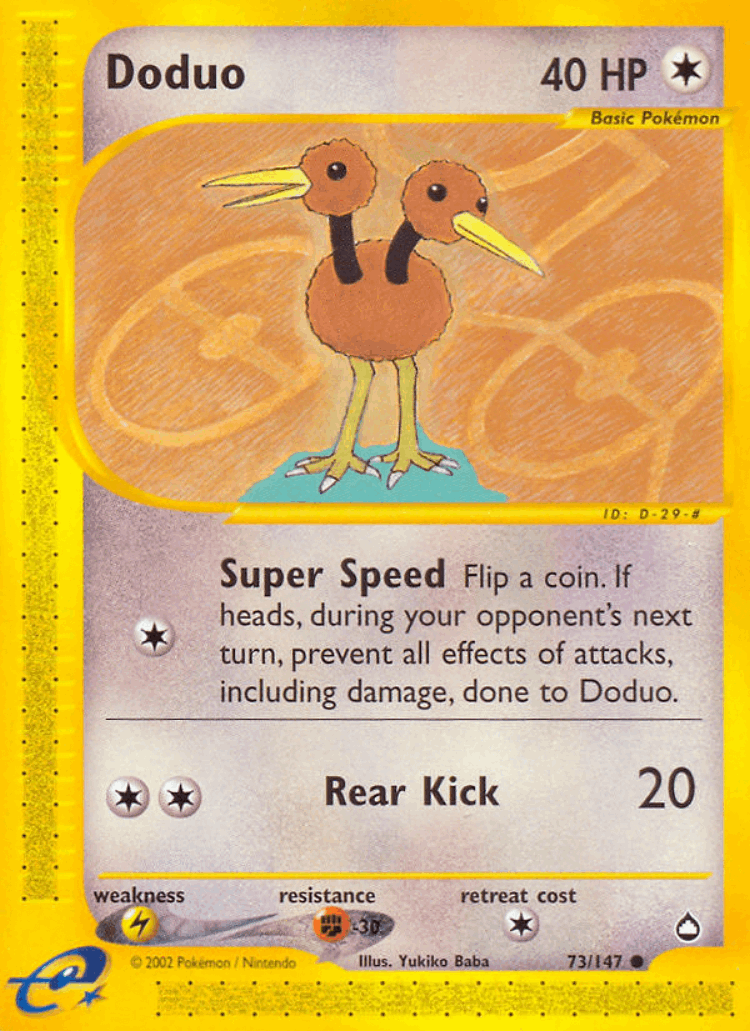 Doduo #73 from Aquapolis - Common - Illustrated by Yukiko Baba