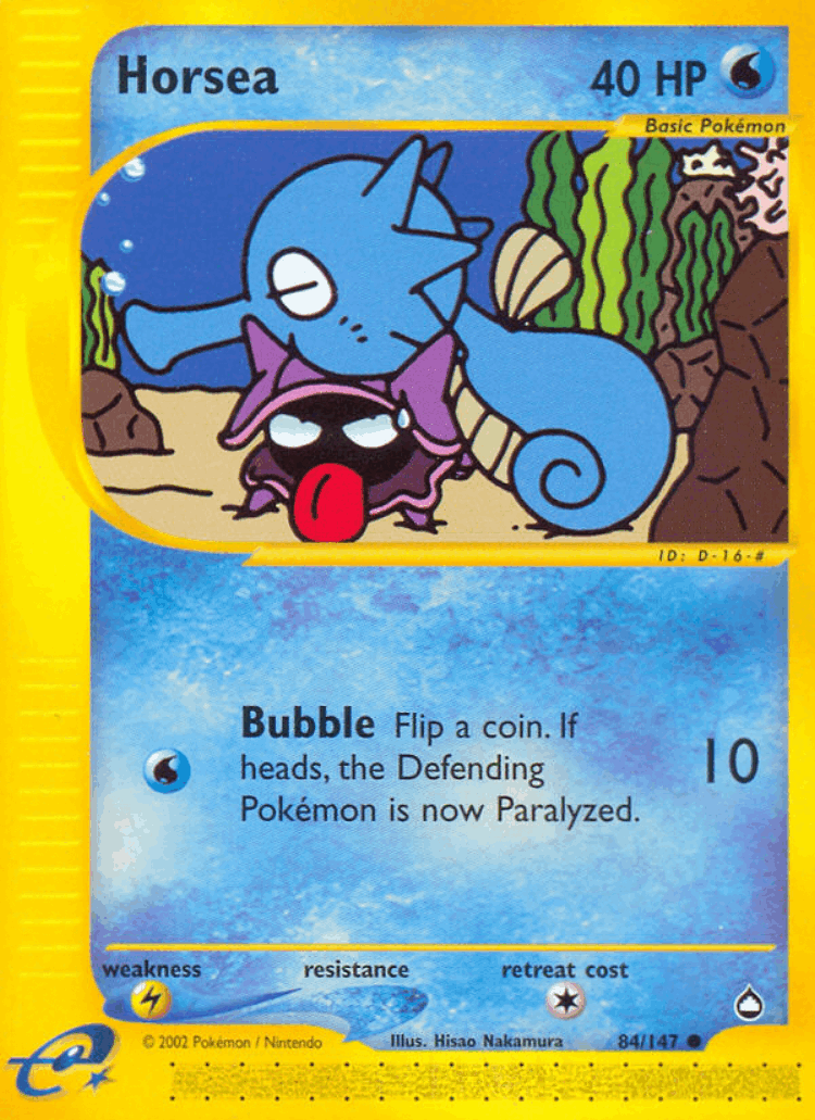 Horsea #84 from Aquapolis - Common - Illustrated by Hisao Nakamura