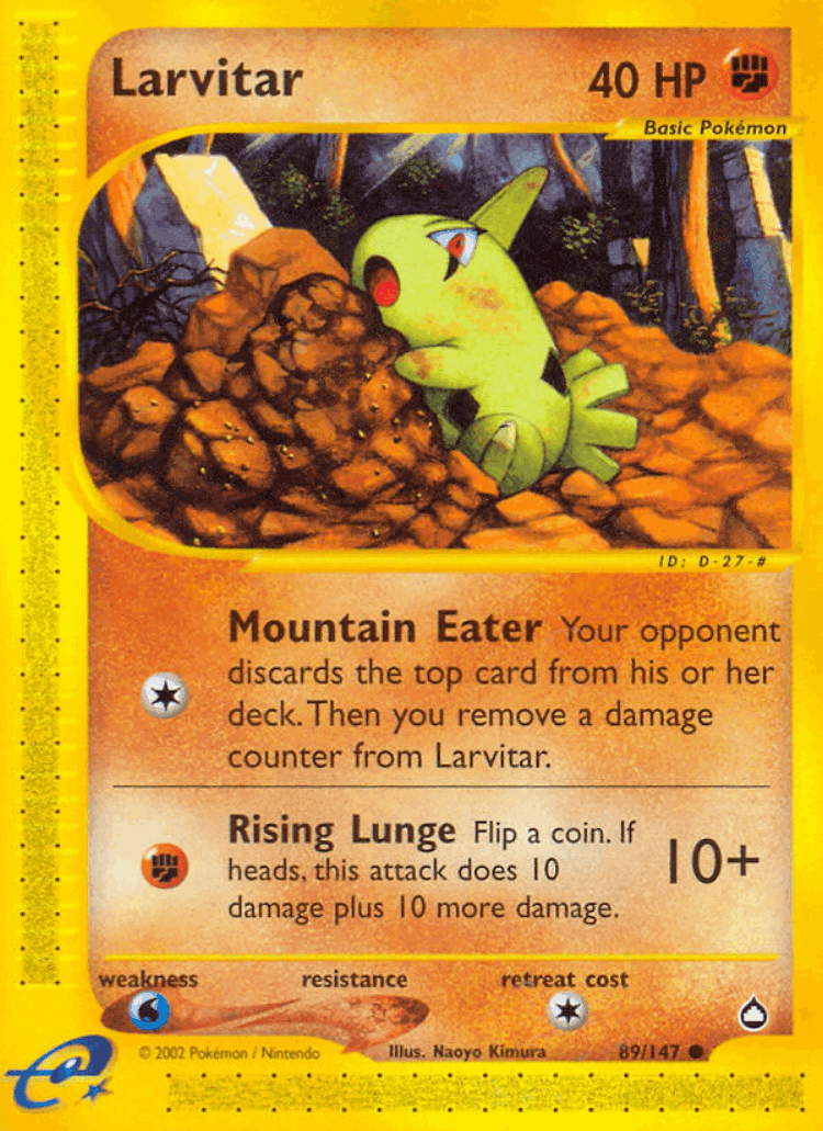 Larvitar #89 from Aquapolis - Common - Illustrated by Naoyo Kimura