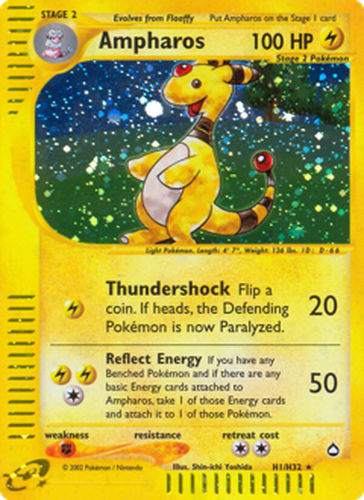 Ampharos #1 from Aquapolis - Rare Holo - Illustrated by Shin-ichi Yoshida