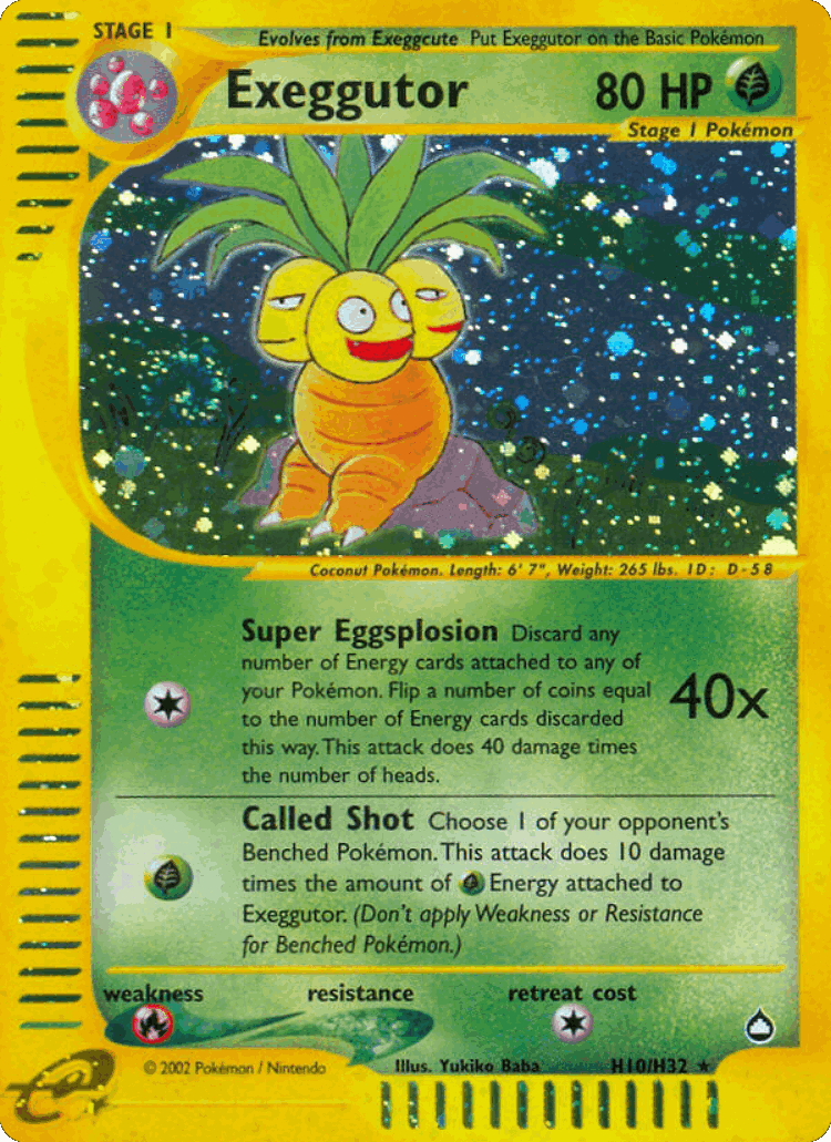 Exeggutor #10 from Aquapolis - Rare Holo - Illustrated by Yukiko Baba