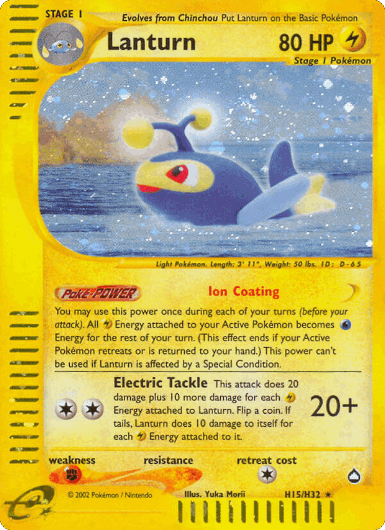 Lanturn #15 from Aquapolis - Rare Holo - Illustrated by Yuka Morii
