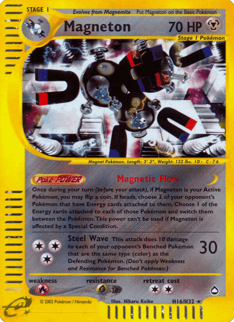 Magneton #16 from Aquapolis - Rare Holo - Illustrated by Hikaru Koike