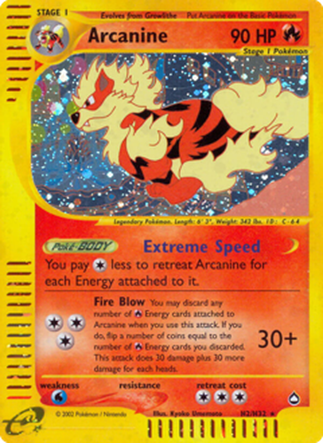 Arcanine #2 from Aquapolis - Rare Holo - Illustrated by Kyoko Umemoto