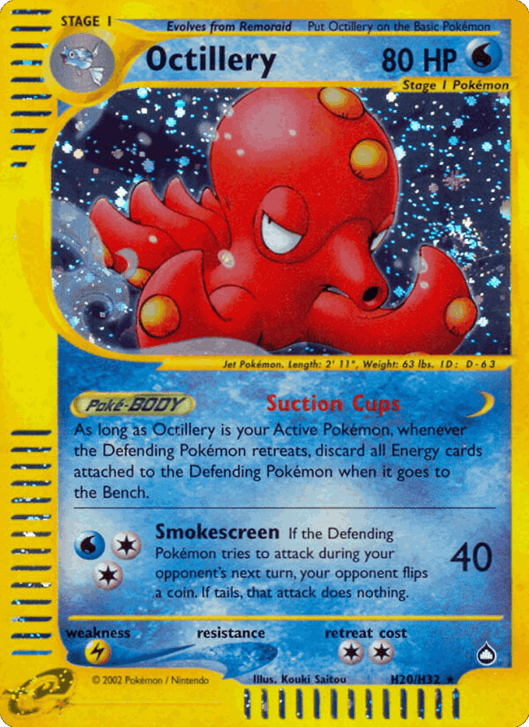 Octillery #20 from Aquapolis - Rare Holo - Illustrated by Kouki Saitou