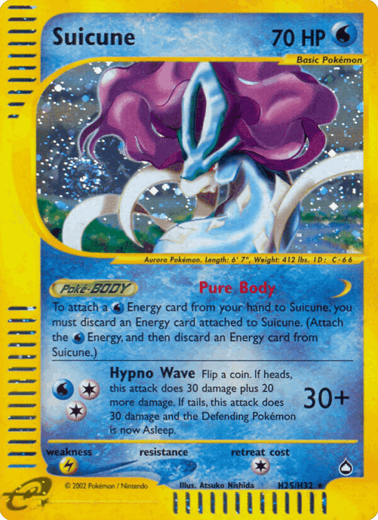 Suicune #25 from Aquapolis - Rare Holo - Illustrated by Atsuko Nishida