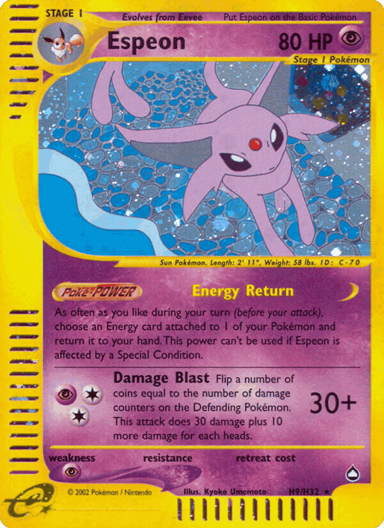 Espeon #9 from Aquapolis - Rare Holo - Illustrated by Kyoko Umemoto