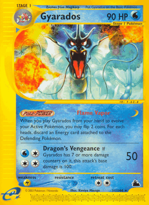 Gyarados #11 from Skyridge - Rare - Illustrated by Kimiya Masago