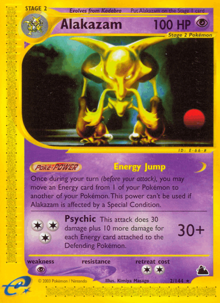 Alakazam #2 from Skyridge - Rare - Illustrated by Kimiya Masago