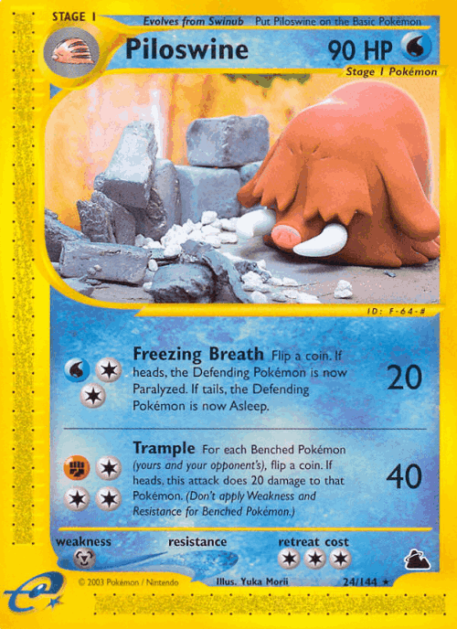 Piloswine #24 from Skyridge - Rare - Illustrated by Yuka Morii