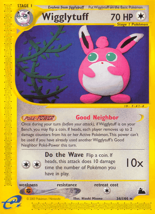 Wigglytuff #34 from Skyridge - Rare - Illustrated by Hizuki Misono