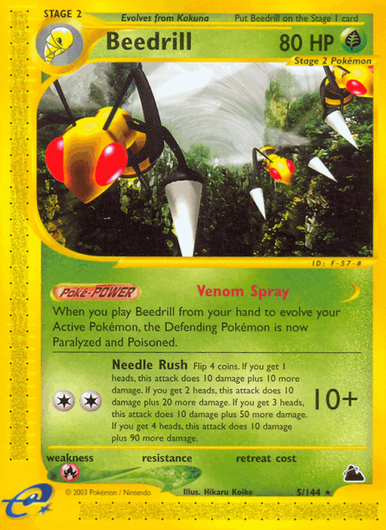 Beedrill #5 from Skyridge - Rare - Illustrated by Hikaru Koike
