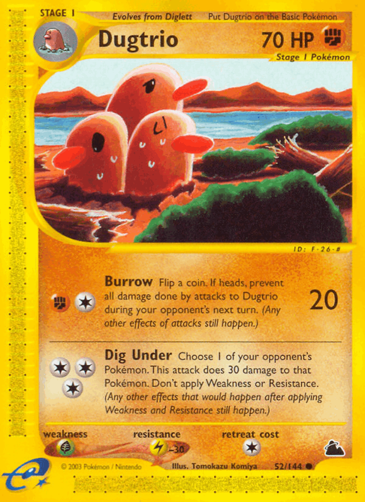 Dugtrio #52 from Skyridge - Common - Illustrated by Tomokazu Komiya