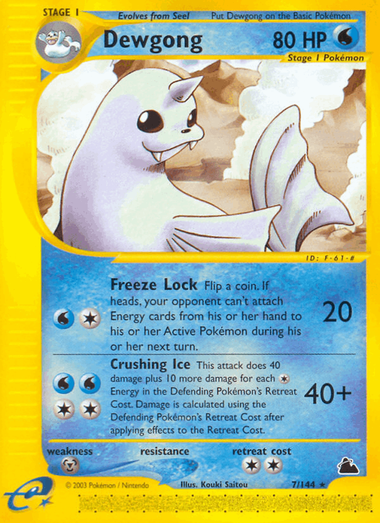Dewgong #7 from Skyridge - Rare - Illustrated by Kouki Saitou