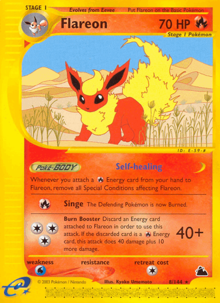 Flareon #8 from Skyridge - Rare - Illustrated by Kyoko Umemoto