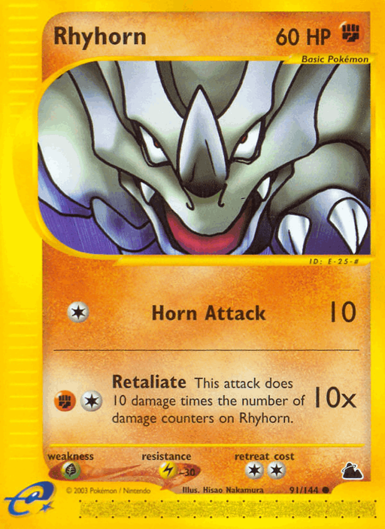 Rhyhorn #91 from Skyridge - Common - Illustrated by Hisao Nakamura