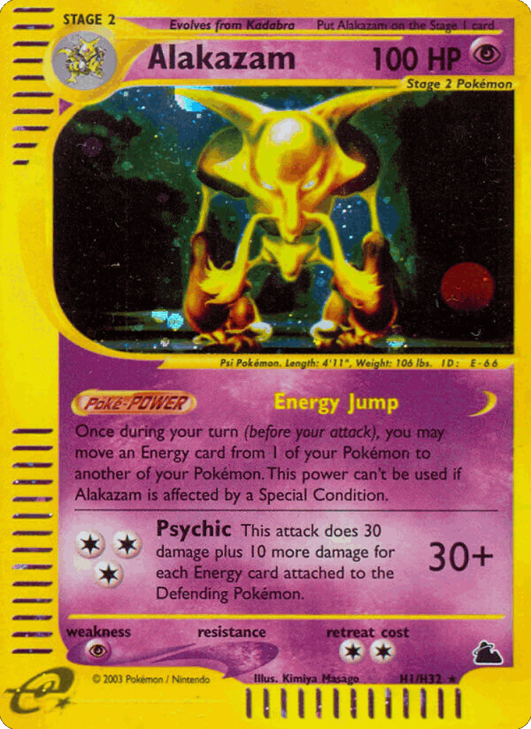 Alakazam #1 from Skyridge - Rare Holo - Illustrated by Kimiya Masago