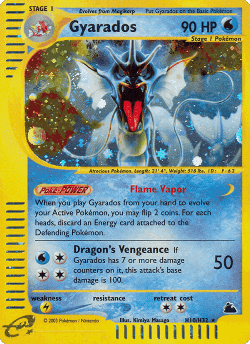 Gyarados #10 from Skyridge - Rare Holo - Illustrated by Kimiya Masago
