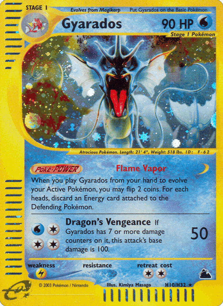 Gyarados #10 from Skyridge - Rare Holo - Illustrated by Kimiya Masago