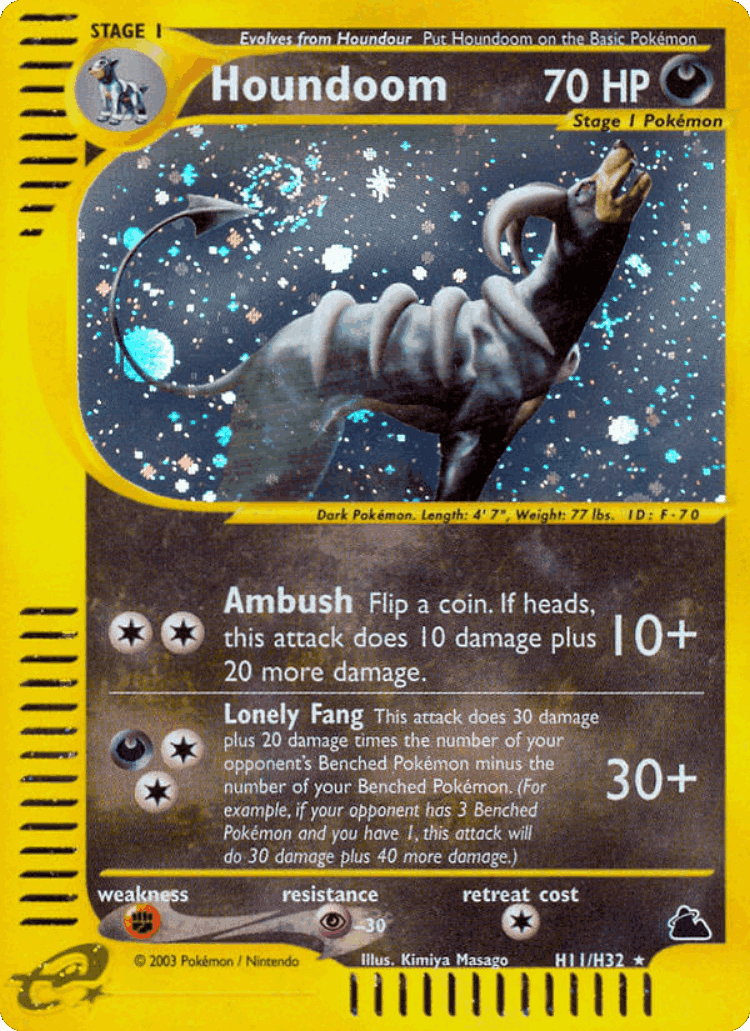 Houndoom #11 from Skyridge - Rare Holo - Illustrated by Kimiya Masago