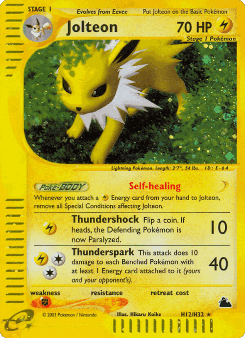 Jolteon #12 from Skyridge - Rare Holo - Illustrated by Hikaru Koike