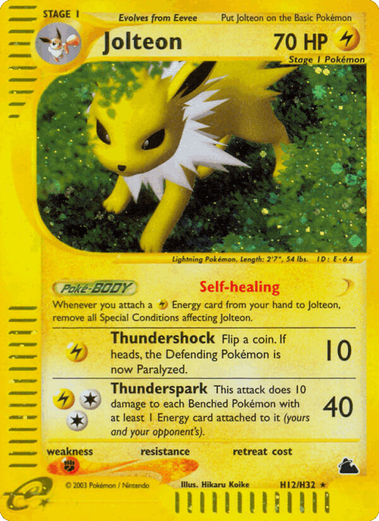 Jolteon #12 from Skyridge - Rare Holo - Illustrated by Hikaru Koike