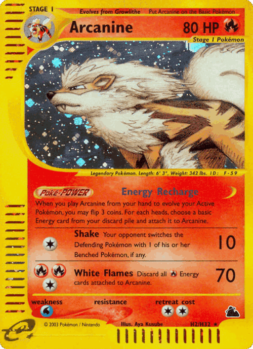 Arcanine #2 from Skyridge - Rare Holo - Illustrated by Aya Kusube