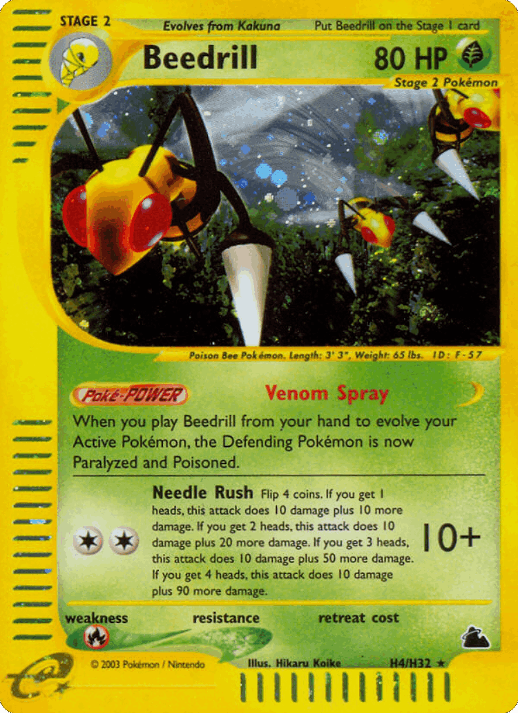 Beedrill #4 from Skyridge - Rare Holo - Illustrated by Hikaru Koike