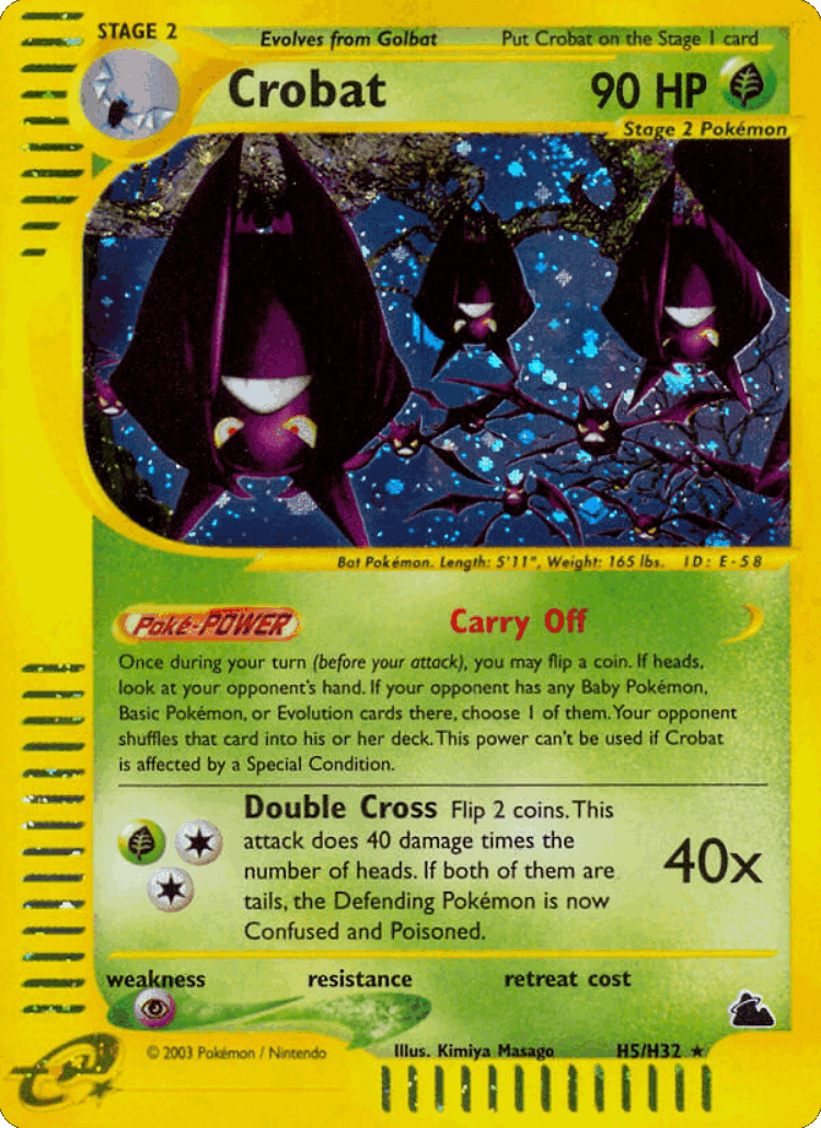 Crobat #5 from Skyridge - Rare Holo - Illustrated by Kimiya Masago
