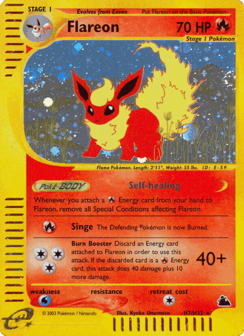 Flareon #7 from Skyridge - Rare Holo - Illustrated by Kyoko Umemoto