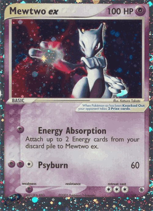 Mewtwo ex #101 from Ruby & Sapphire - Rare Holo EX - Illustrated by Katsura Tabata