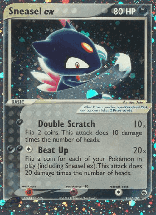 Sneasel ex #103 from Ruby & Sapphire - Rare Holo EX - Illustrated by Ryo Ueda