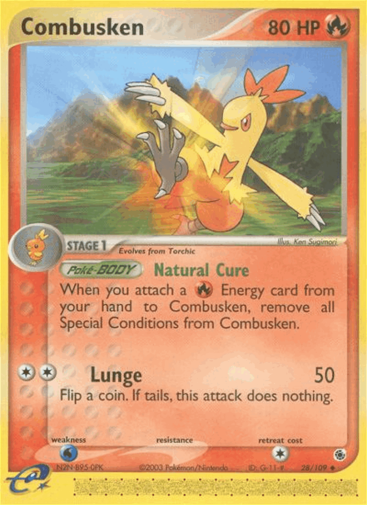 Combusken #28 from Ruby & Sapphire - Uncommon - Illustrated by Ken Sugimori